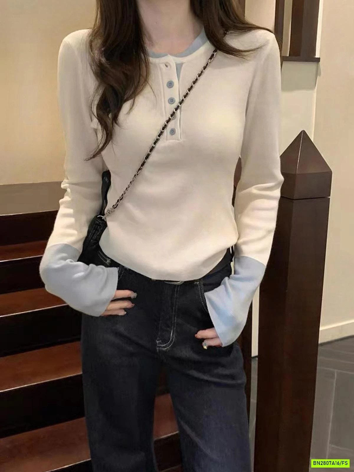 ÁO LEN PHỐI MÀU VIỀN CỔ ANNA