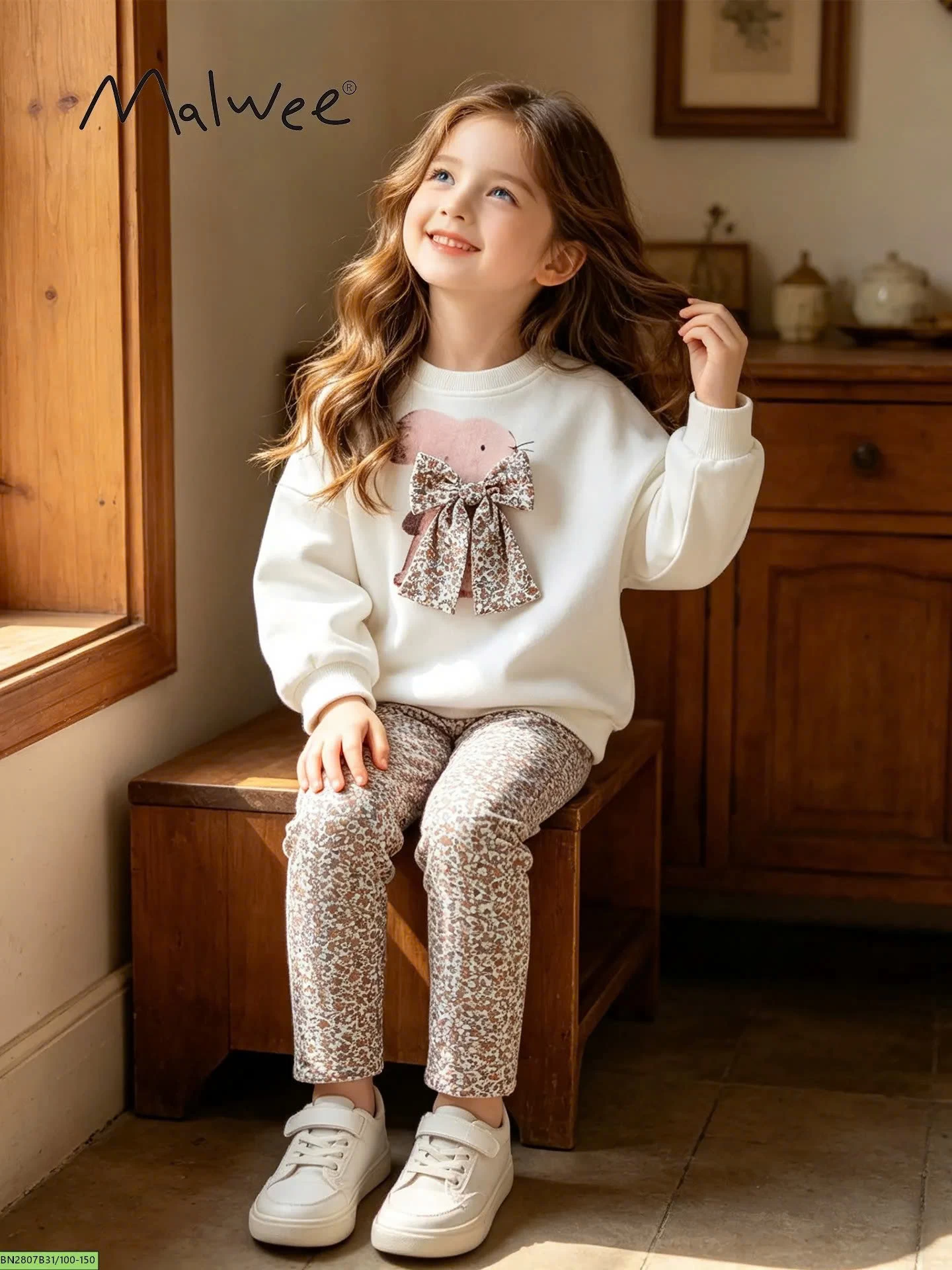 BỘ COTTON NƠ THỎ BÉ GÁI MALWEE