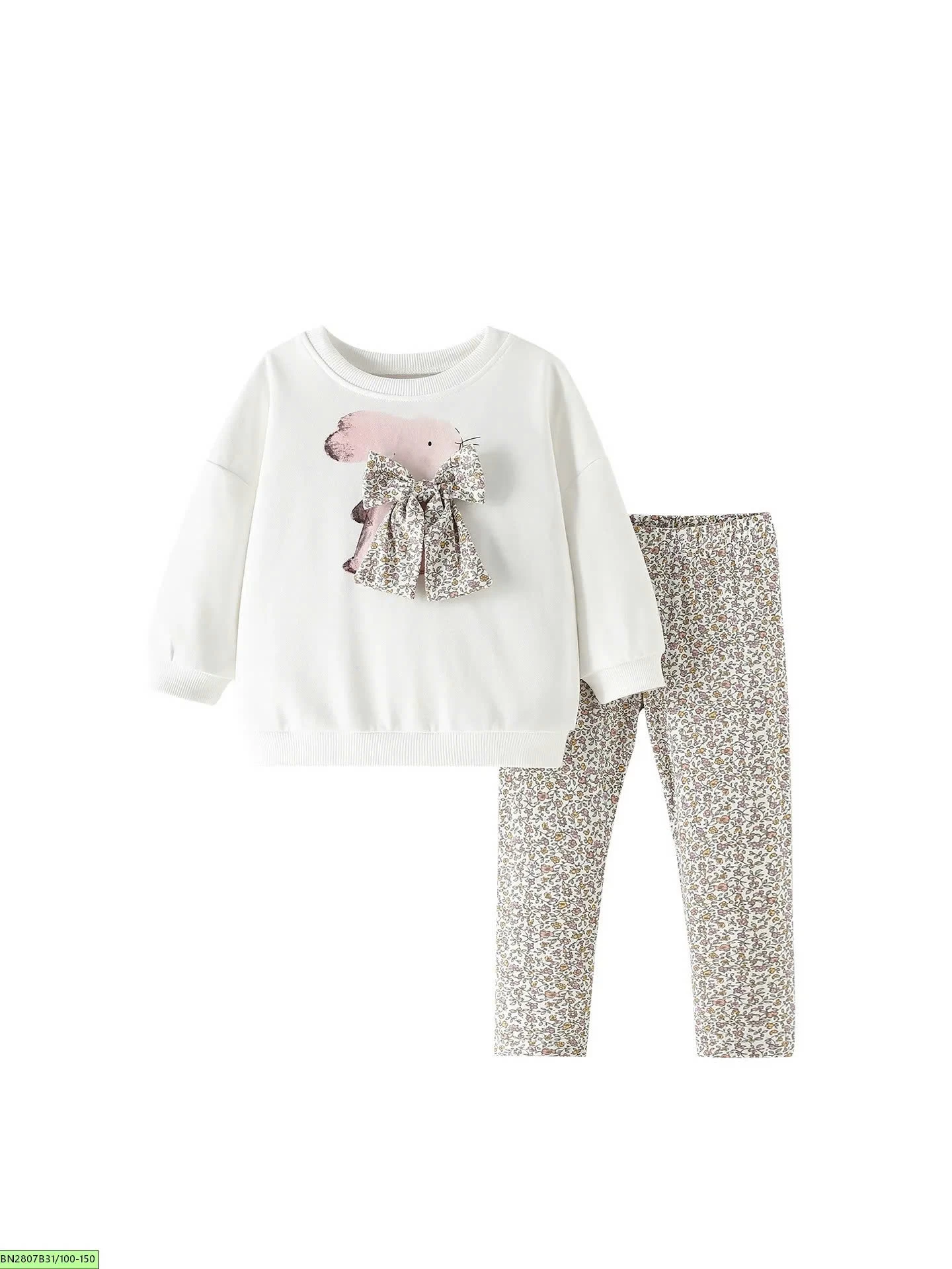 BỘ COTTON NƠ THỎ BÉ GÁI MALWEE