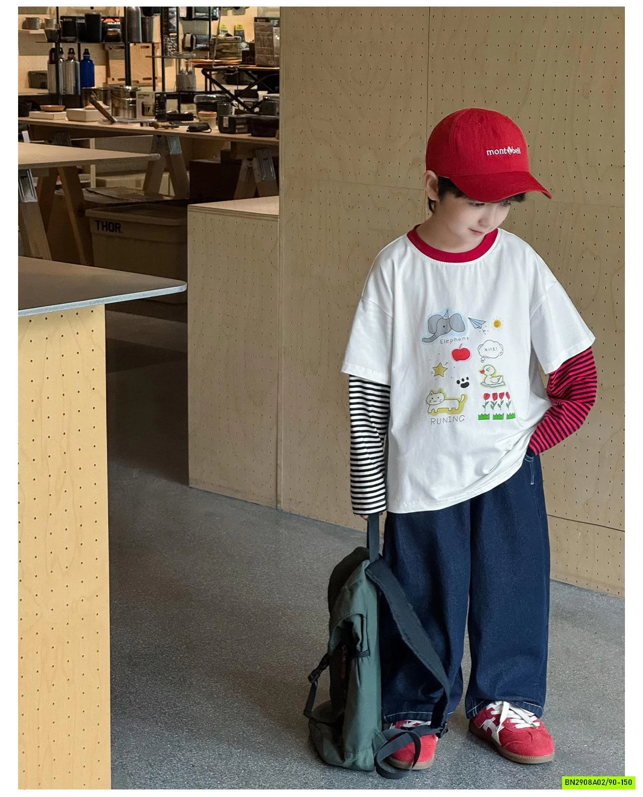 ÁO THUN IN HÌNH PHỐI TAY KẺ AQ5061 AOAOKIDS