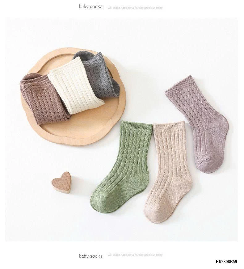 SÉT 6 ĐÔI TẤT TRƠN MÀU CHO BÉ