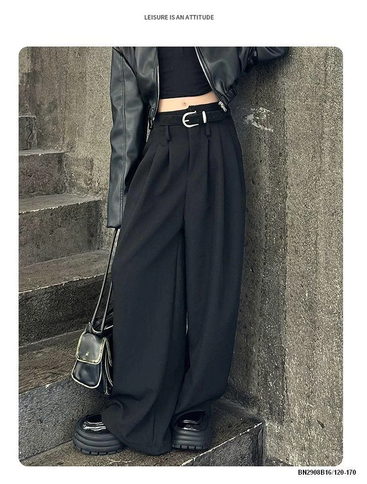 QUẦN VẢI ĐEN DÁNG RỘNG CÁ TÍNH