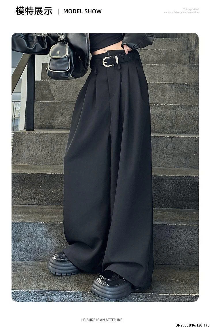 QUẦN VẢI ĐEN DÁNG RỘNG CÁ TÍNH