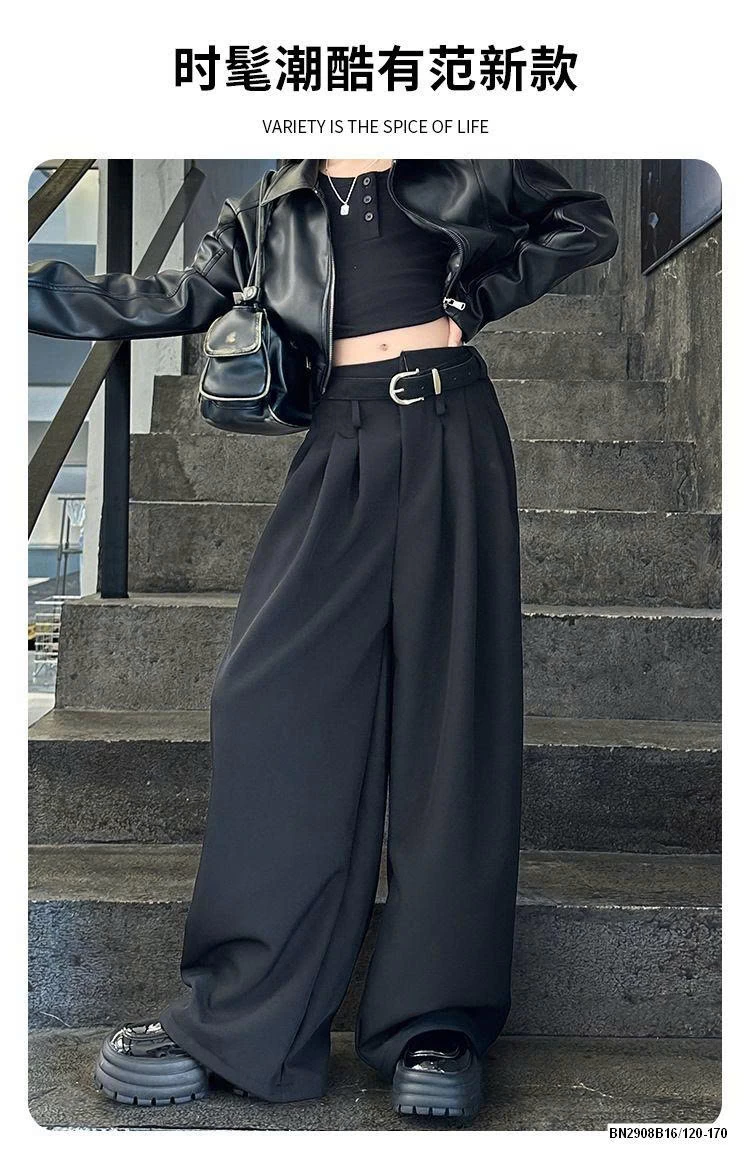 QUẦN VẢI ĐEN DÁNG RỘNG CÁ TÍNH