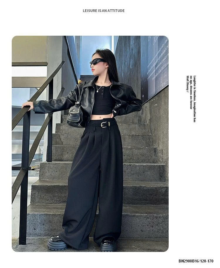 QUẦN VẢI ĐEN DÁNG RỘNG CÁ TÍNH