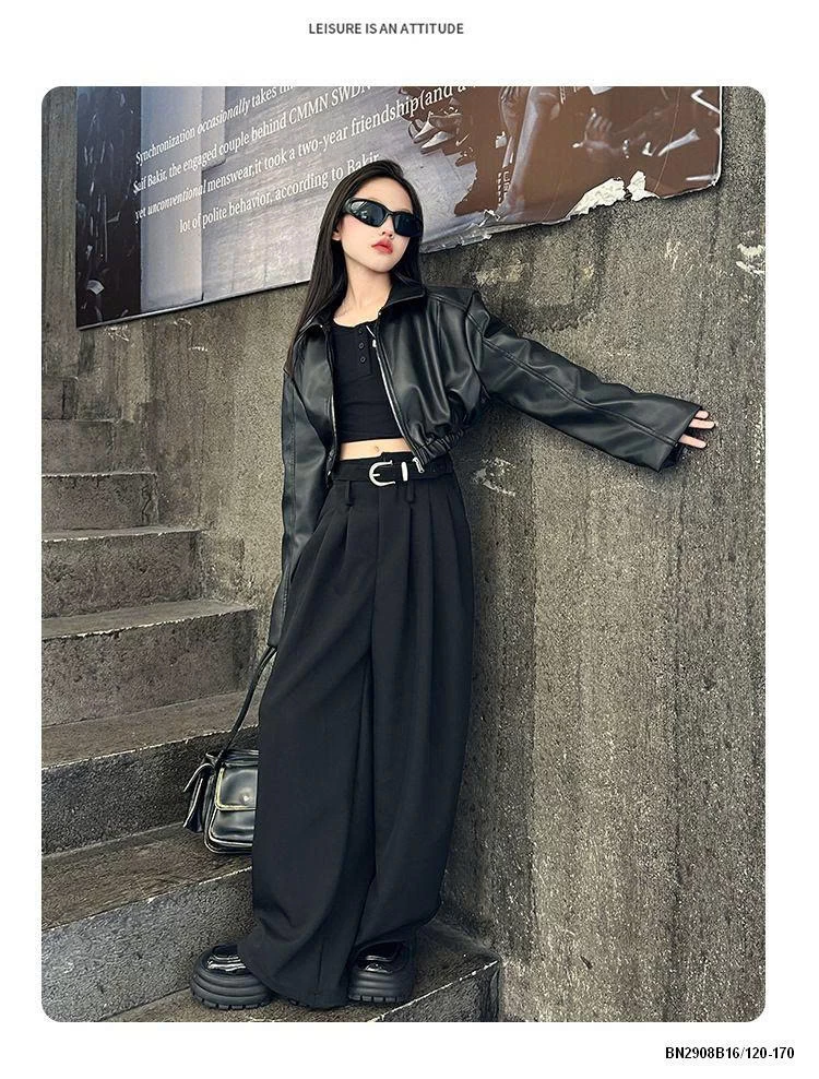 QUẦN VẢI ĐEN DÁNG RỘNG CÁ TÍNH