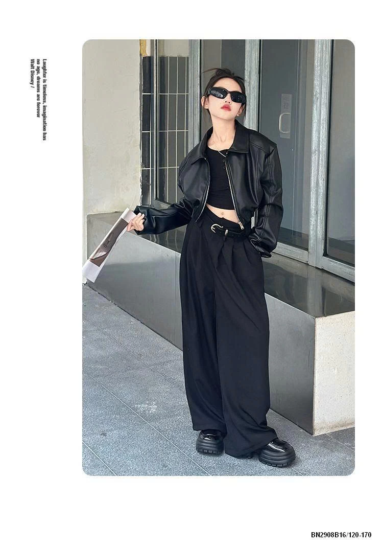 QUẦN VẢI ĐEN DÁNG RỘNG CÁ TÍNH