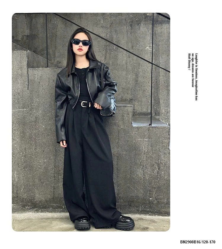 QUẦN VẢI ĐEN DÁNG RỘNG CÁ TÍNH