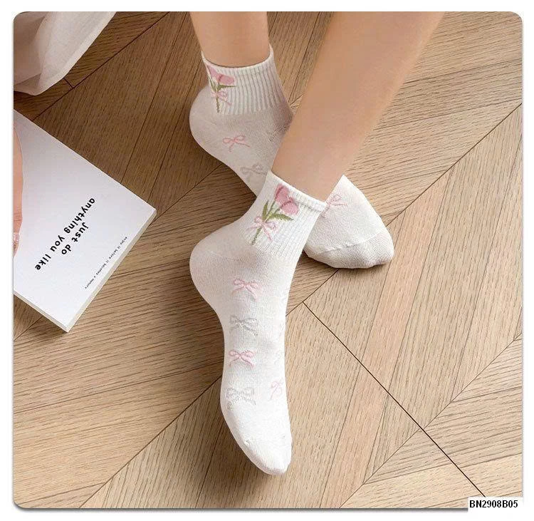 SET 5 ĐÔI TẤT NƠ HOA CHO NỮ