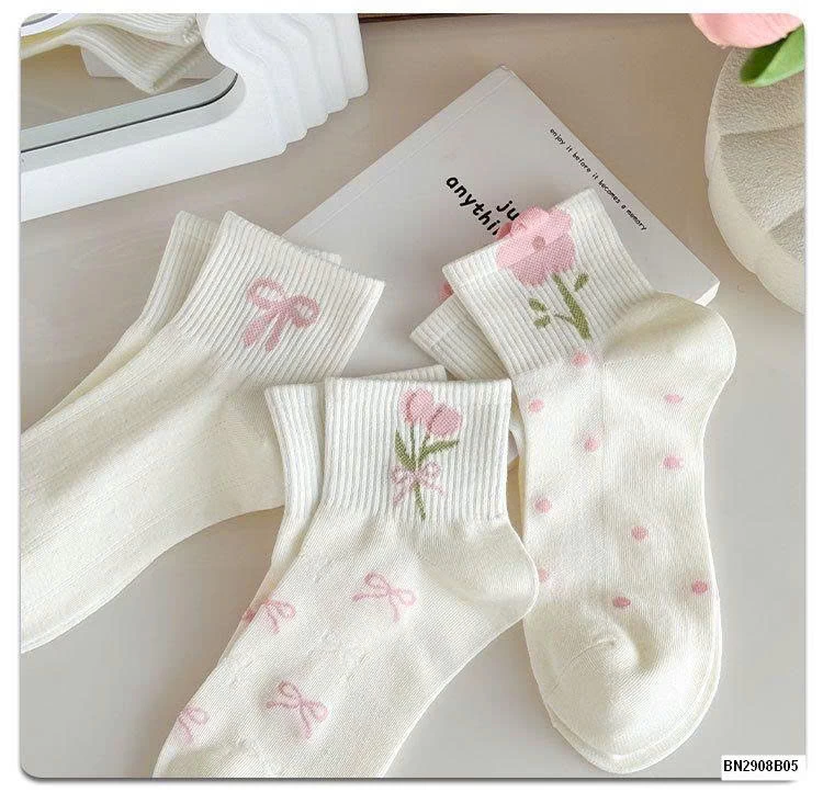 SET 5 ĐÔI TẤT NƠ HOA CHO NỮ