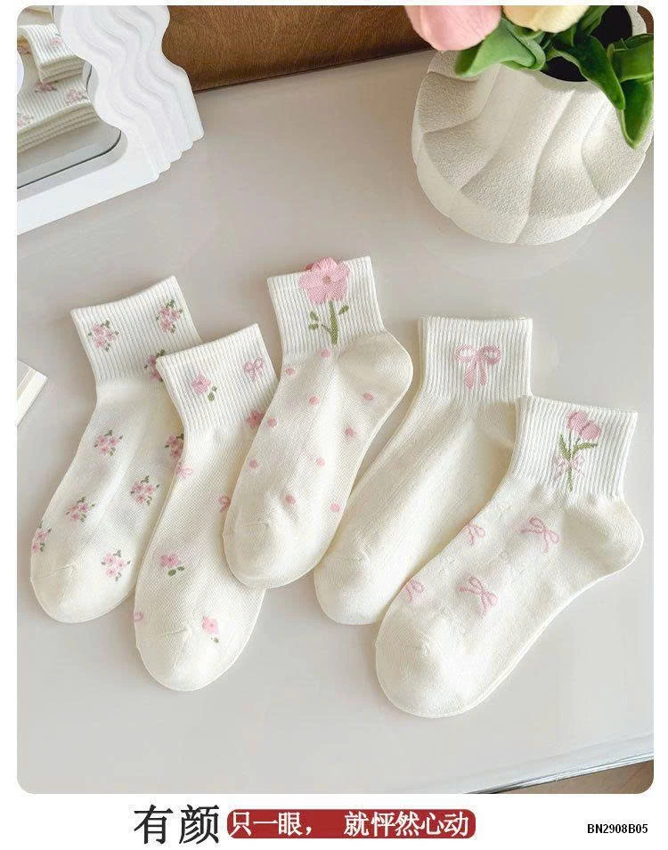 SET 5 ĐÔI TẤT NƠ HOA CHO NỮ