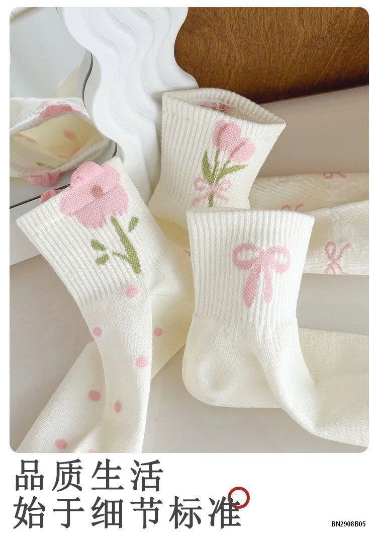 SET 5 ĐÔI TẤT NƠ HOA CHO NỮ