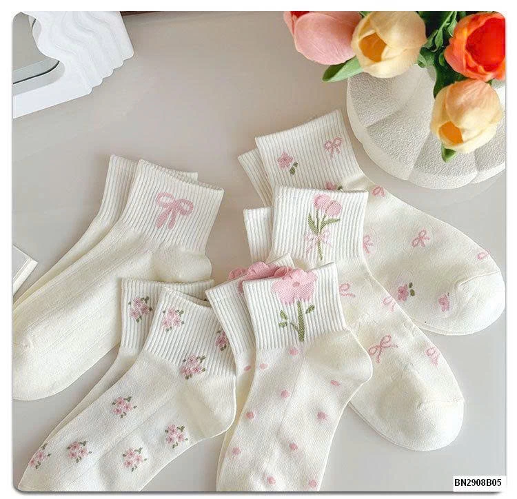 SET 5 ĐÔI TẤT NƠ HOA CHO NỮ