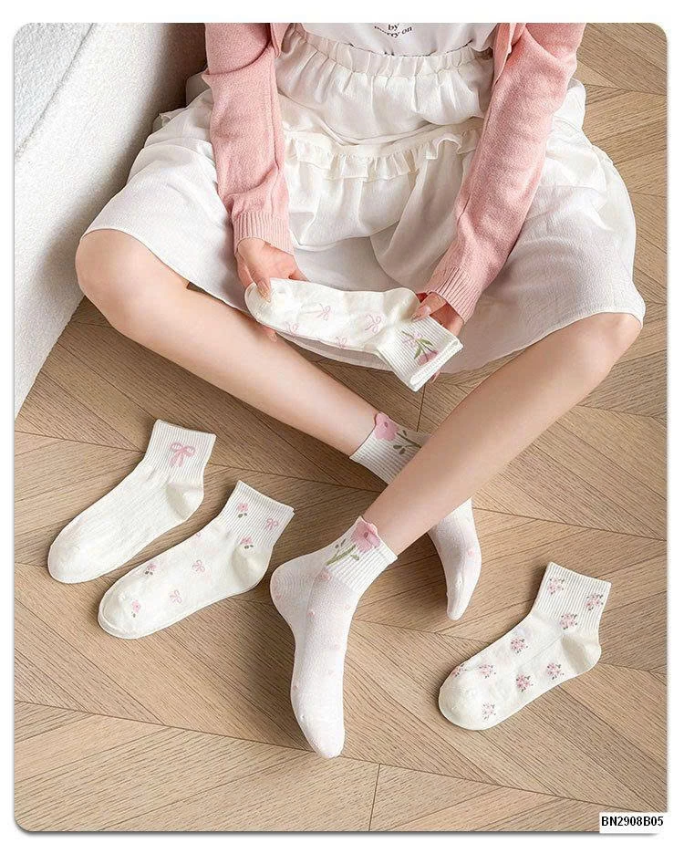 SET 5 ĐÔI TẤT NƠ HOA CHO NỮ