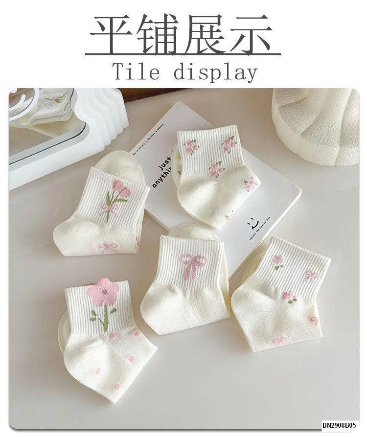 SET 5 ĐÔI TẤT NƠ HOA CHO NỮ