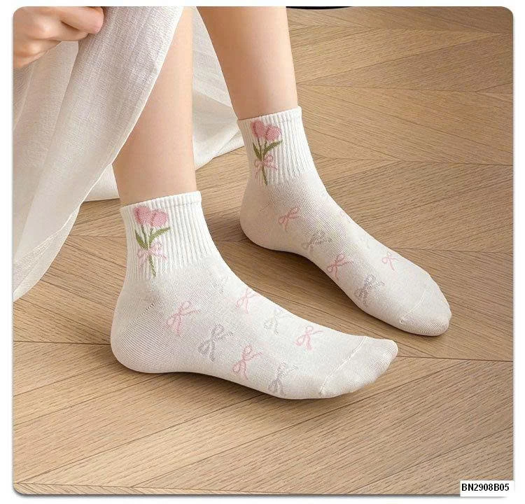 SET 5 ĐÔI TẤT NƠ HOA CHO NỮ