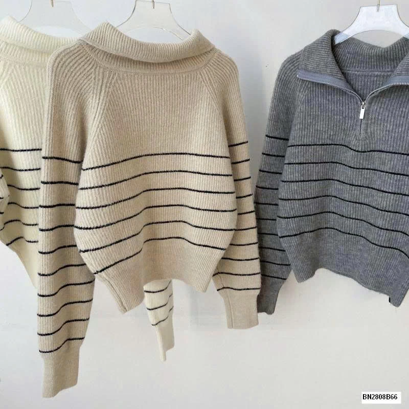 ÁO LEN KẺ NGANG CỔ KHÓA