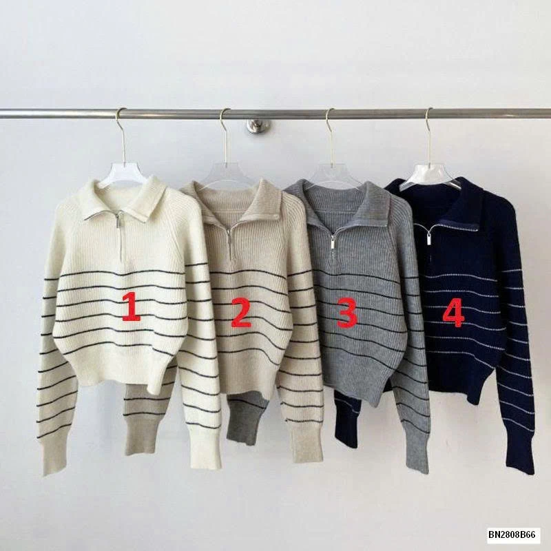 ÁO LEN KẺ NGANG CỔ KHÓA