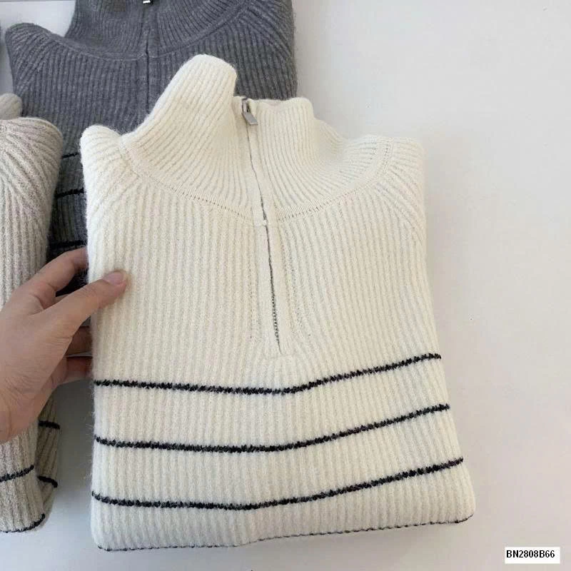 ÁO LEN KẺ NGANG CỔ KHÓA