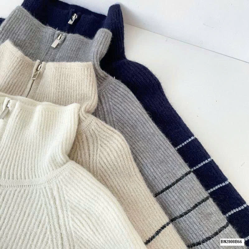 ÁO LEN KẺ NGANG CỔ KHÓA