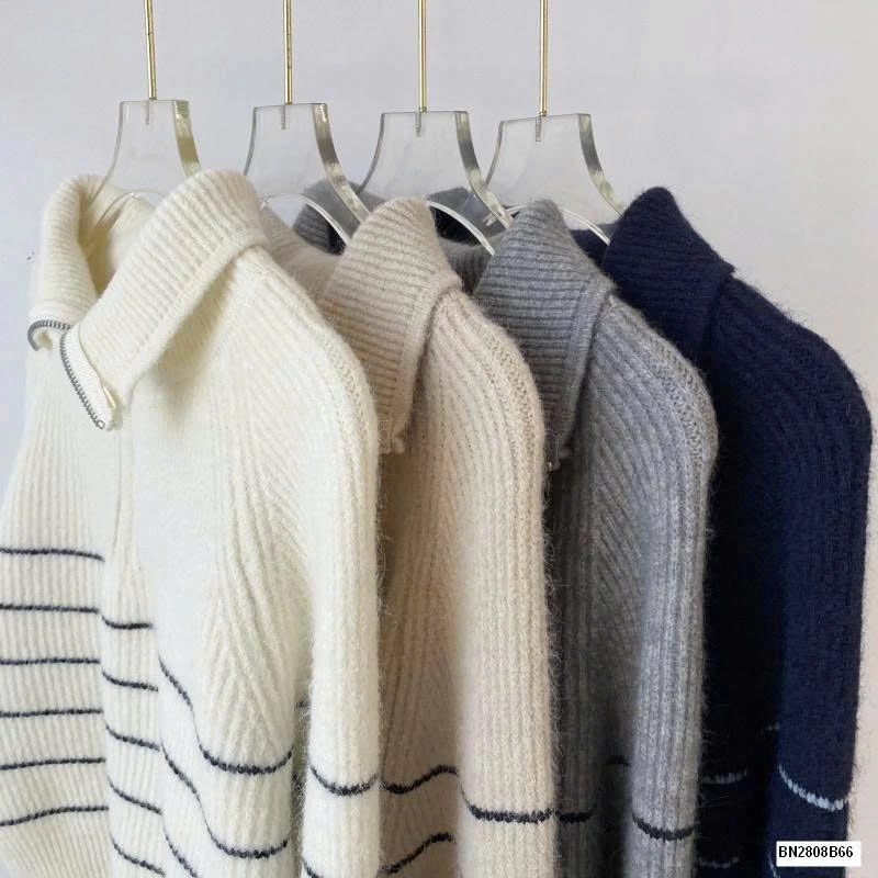 ÁO LEN KẺ NGANG CỔ KHÓA