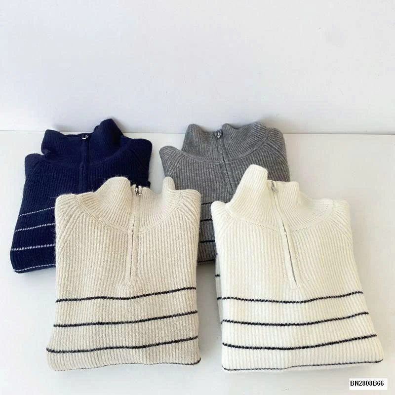 ÁO LEN KẺ NGANG CỔ KHÓA