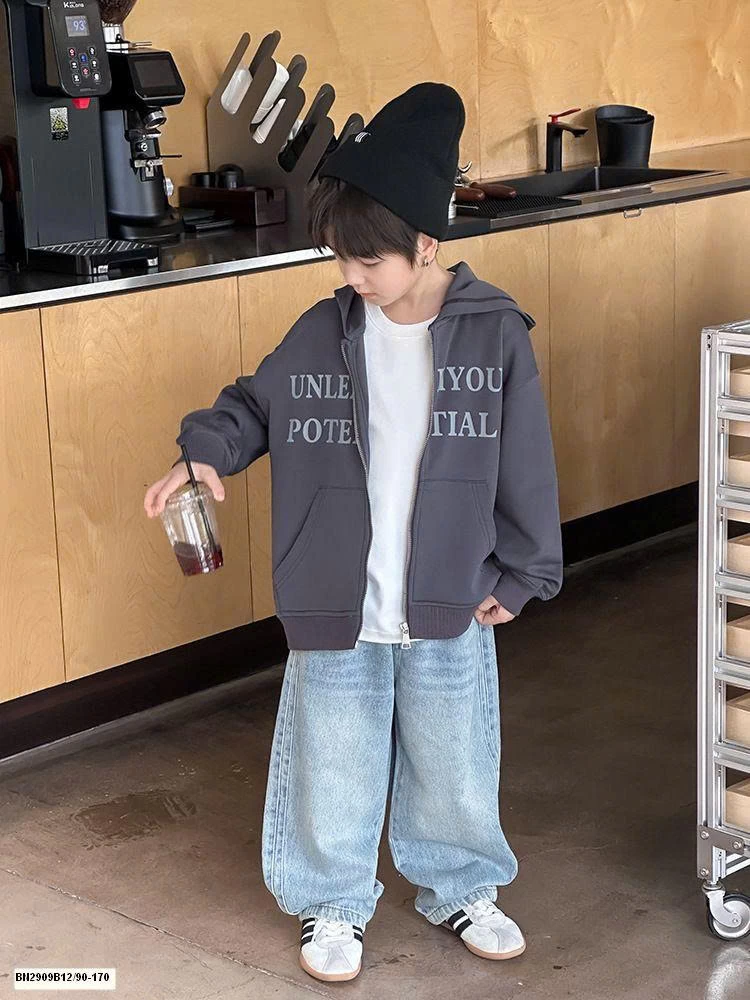 ÁO KHOÁC NỈ IN CHỮ AMBB  25G160