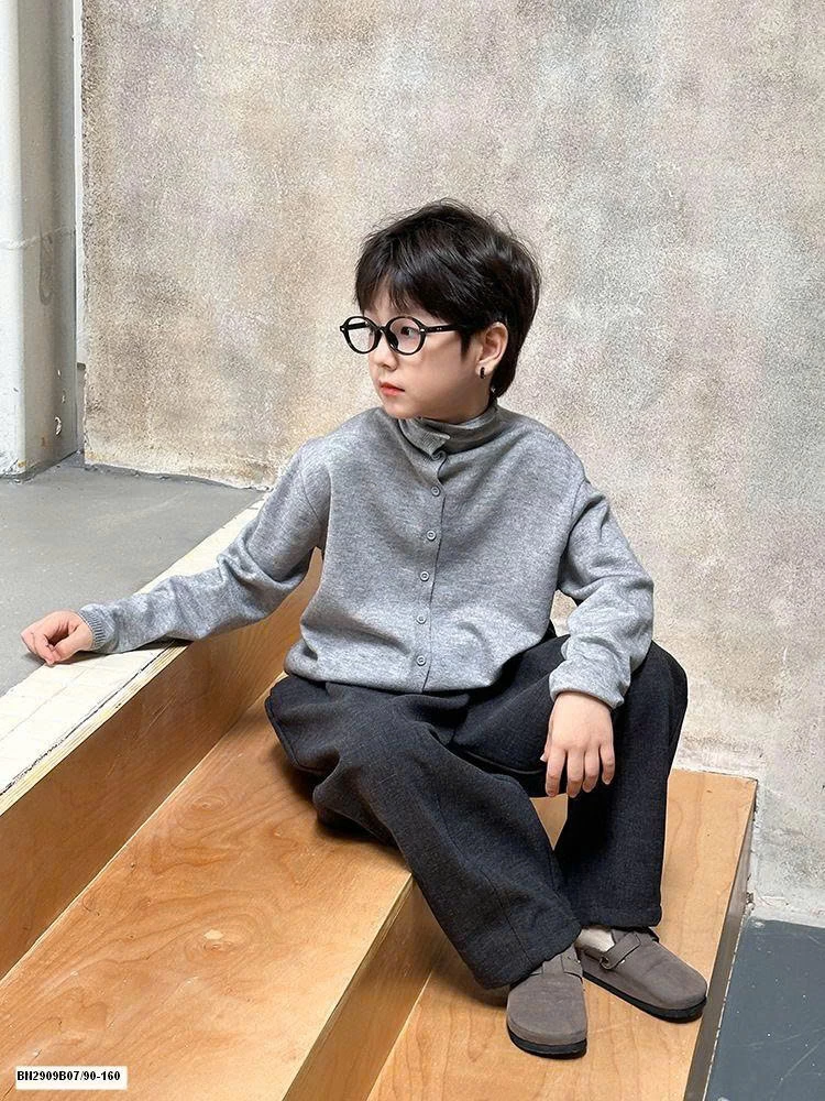 ÁO LEN DỆT CỔ CAO ĐÓNG CÚC AMBB 25G191