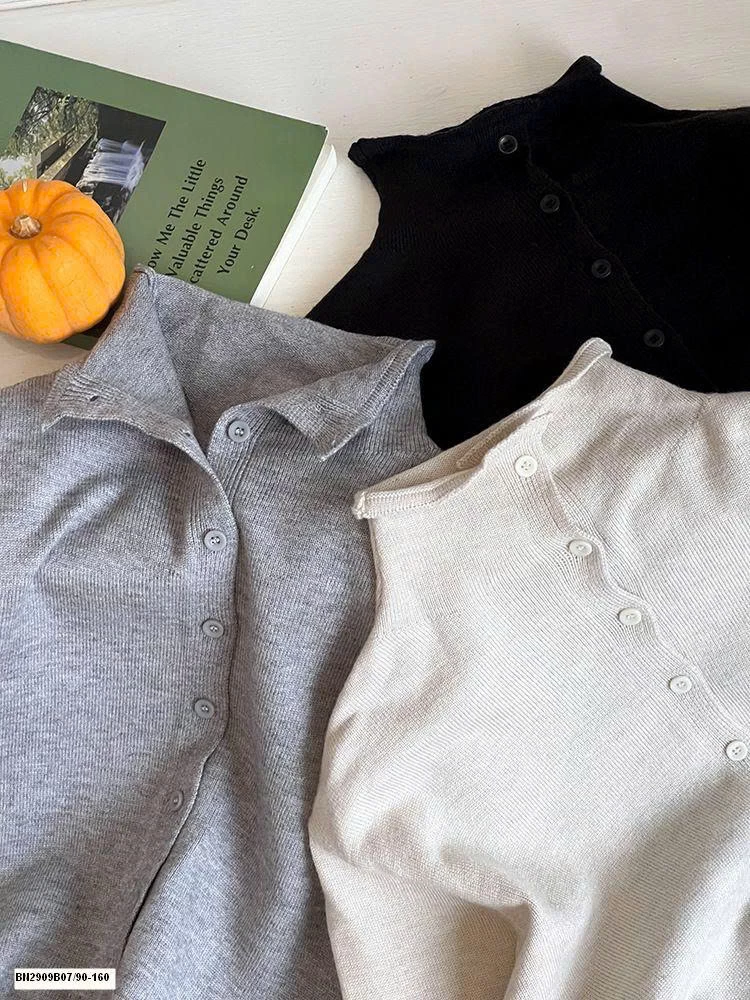 ÁO LEN DỆT CỔ CAO ĐÓNG CÚC AMBB 25G191