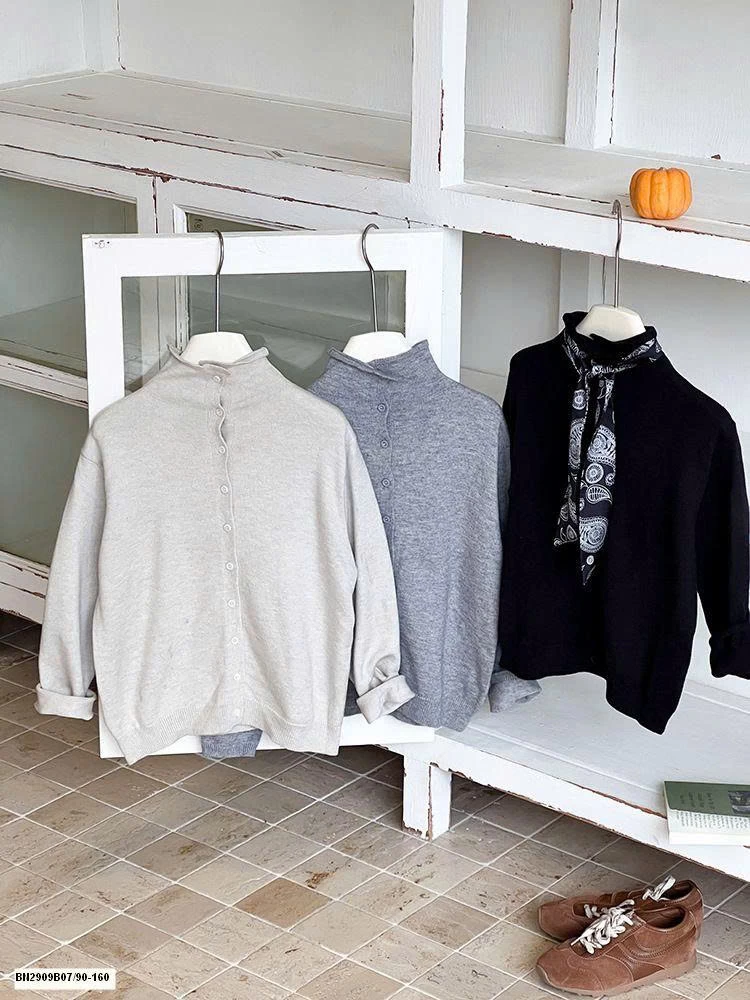 ÁO LEN DỆT CỔ CAO ĐÓNG CÚC AMBB 25G191