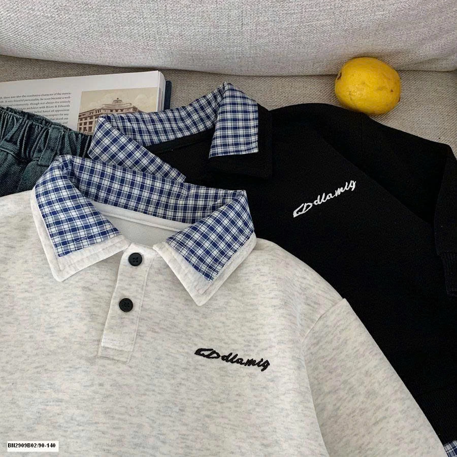 Áo nỉ phối sơ mi kẻ caro