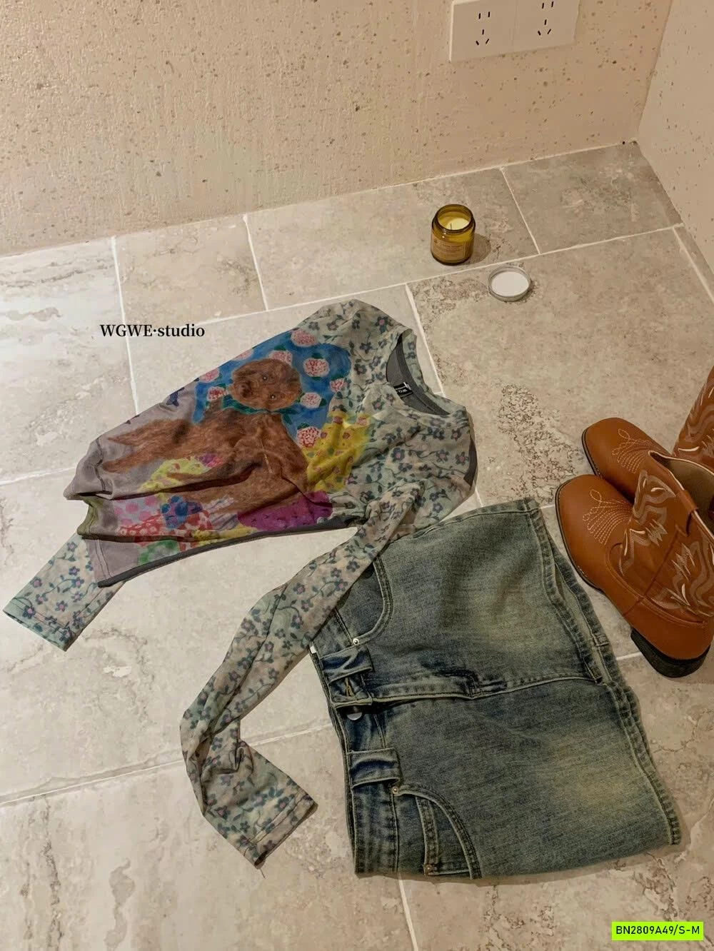 ÁO LƯỚI HỌA TIẾT DÀI TAY WGWE7271