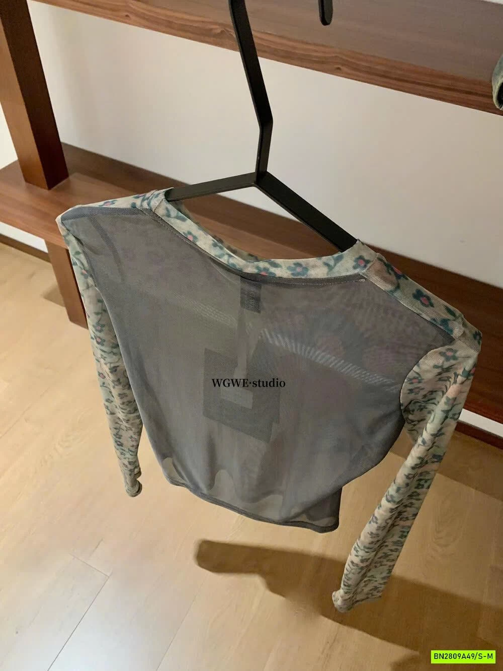 ÁO LƯỚI HỌA TIẾT DÀI TAY WGWE7271