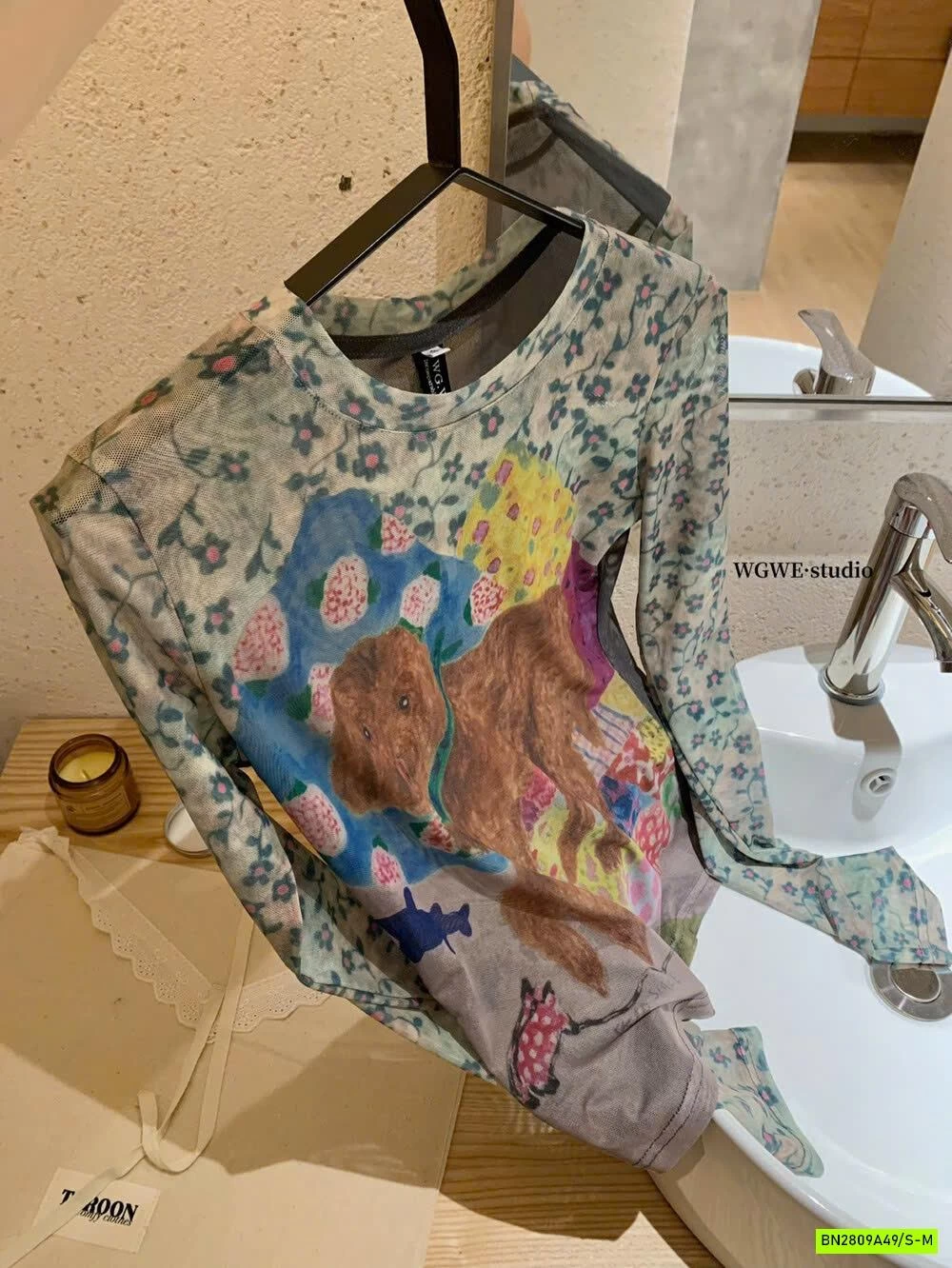 ÁO LƯỚI HỌA TIẾT DÀI TAY WGWE7271