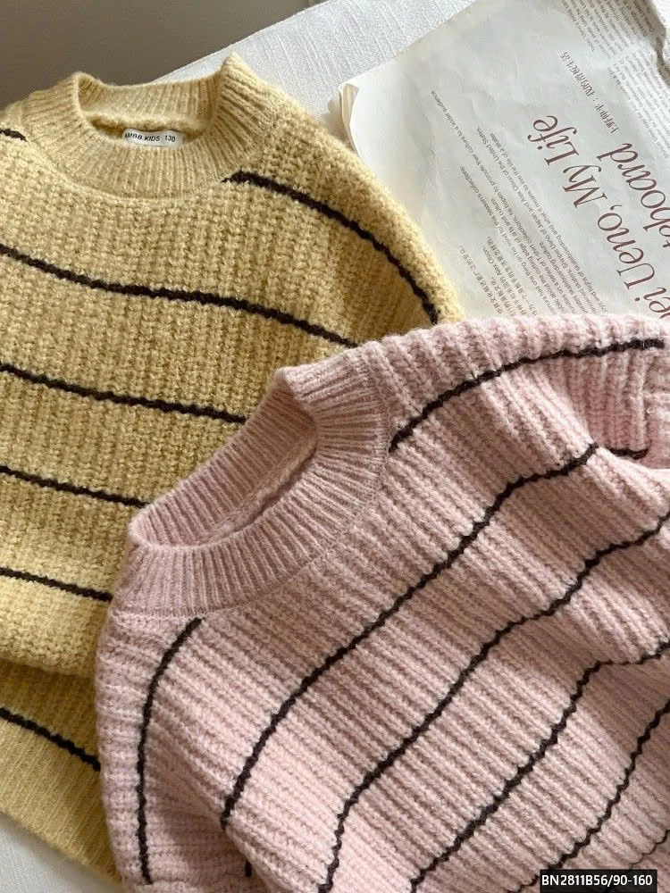 ÁO LEN KẺ AMBB CỔ TRÒN 25K143