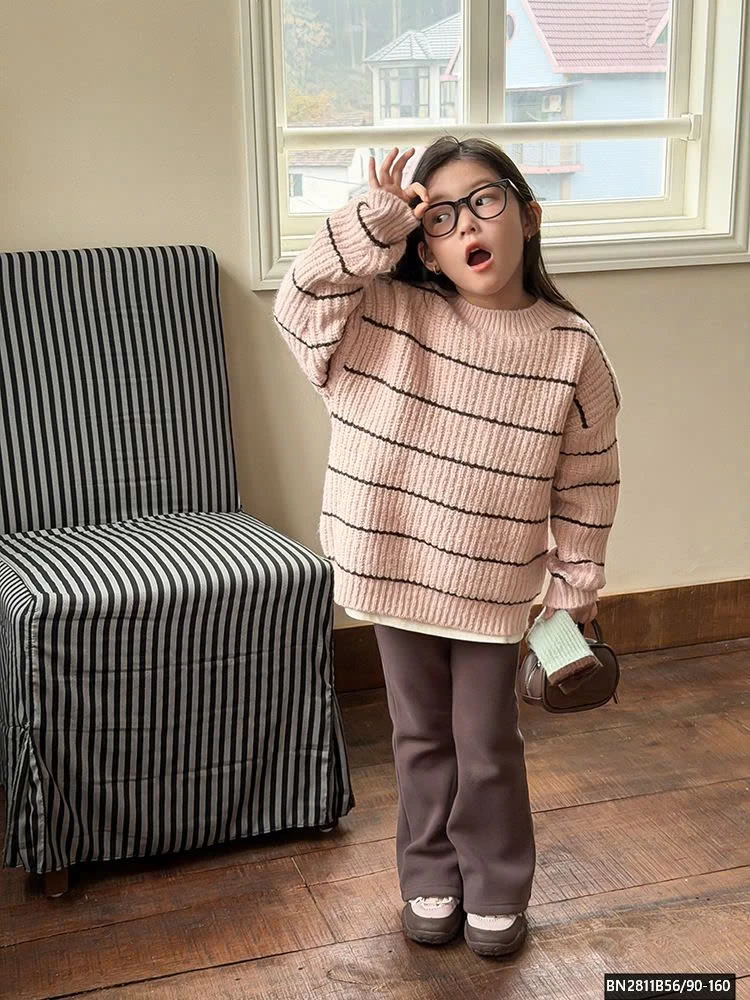 ÁO LEN KẺ AMBB CỔ TRÒN 25K143