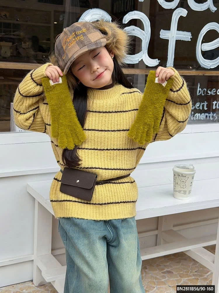 ÁO LEN KẺ AMBB CỔ TRÒN 25K143