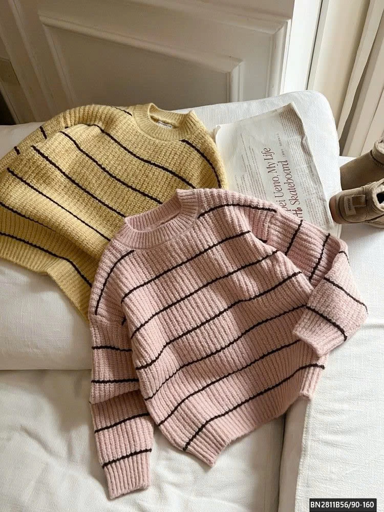 ÁO LEN KẺ AMBB CỔ TRÒN 25K143