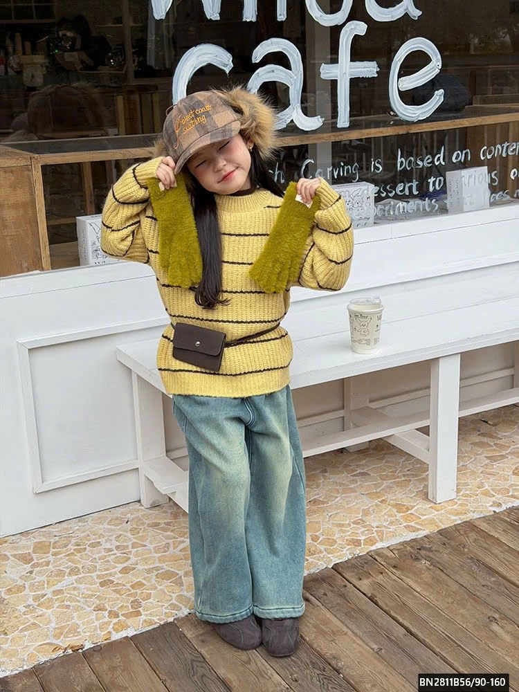 ÁO LEN KẺ AMBB CỔ TRÒN 25K143