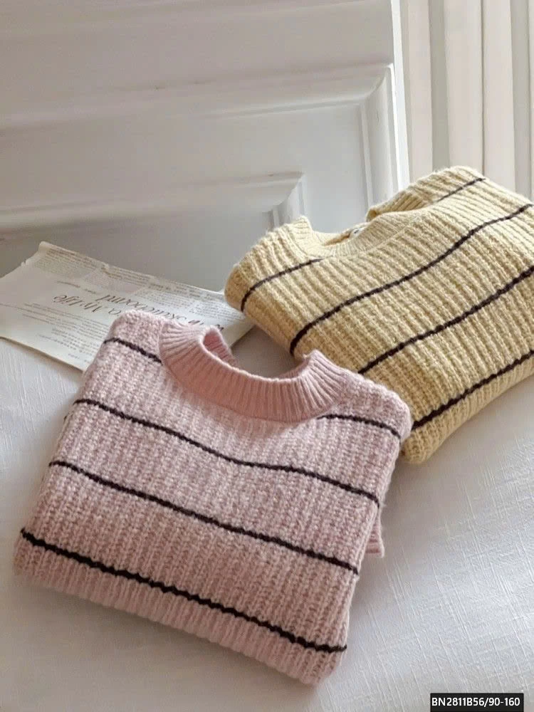 ÁO LEN KẺ AMBB CỔ TRÒN 25K143