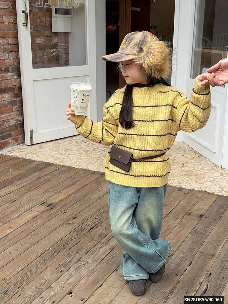 ÁO LEN KẺ AMBB CỔ TRÒN 25K143