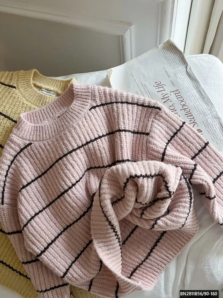 ÁO LEN KẺ AMBB CỔ TRÒN 25K143