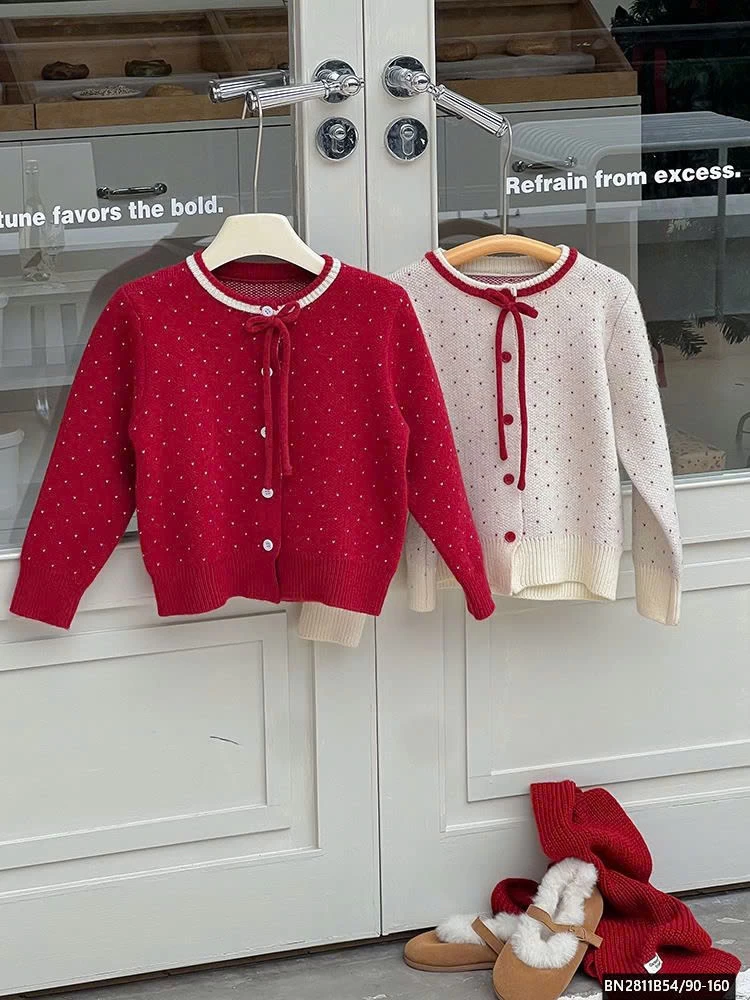 ÁO CARDIGAN LEN CHẤM BI AMBB  24B071