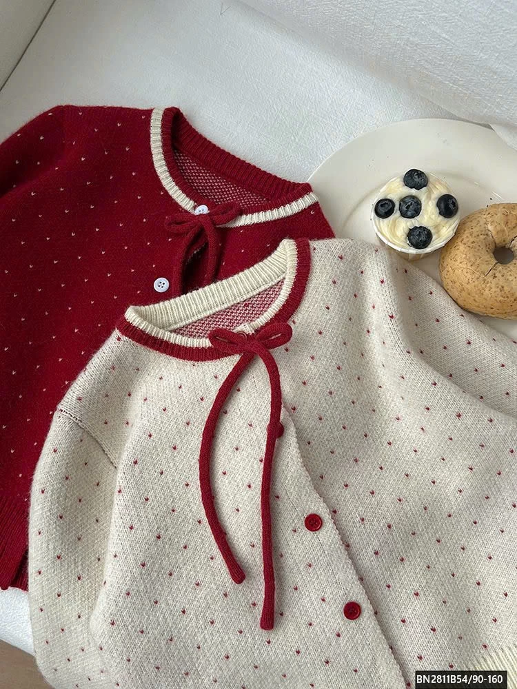 ÁO CARDIGAN LEN CHẤM BI AMBB  24B071