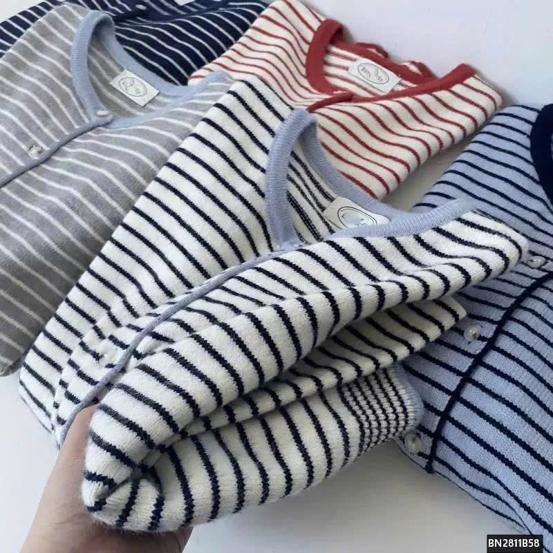 CARDIGAN LEN KẺ PHỐI MÀU VIỀN