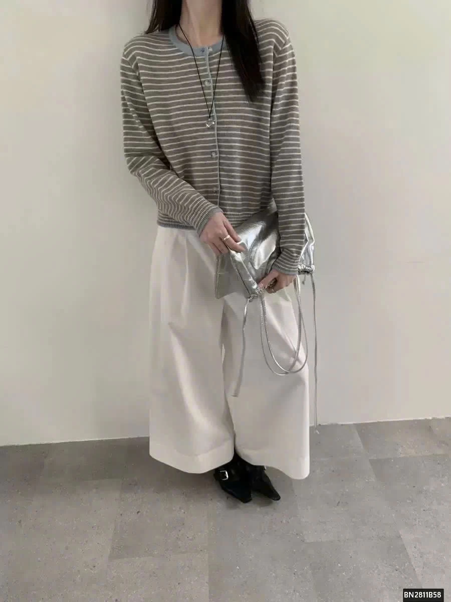 CARDIGAN LEN KẺ PHỐI MÀU VIỀN