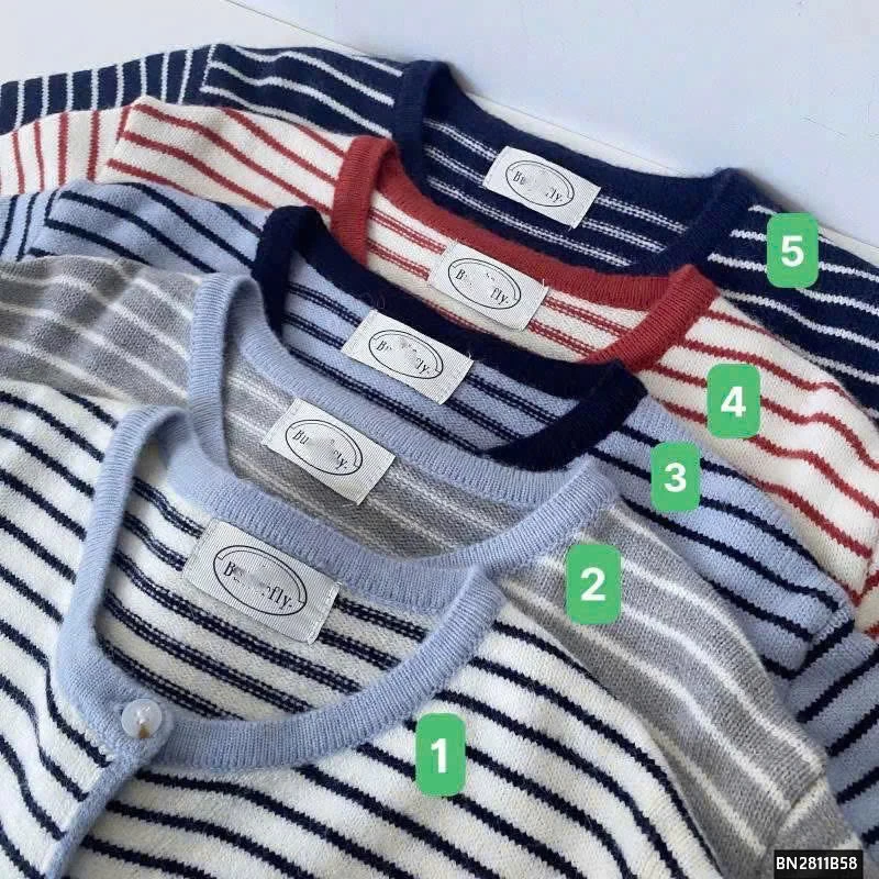 CARDIGAN LEN KẺ PHỐI MÀU VIỀN