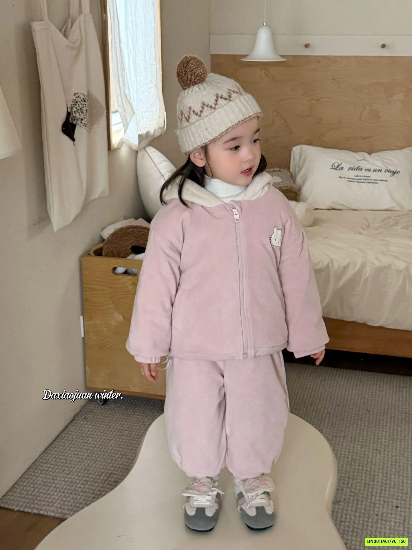 BỘ NỈ ÁO KHOÁC HỒNG KITTY