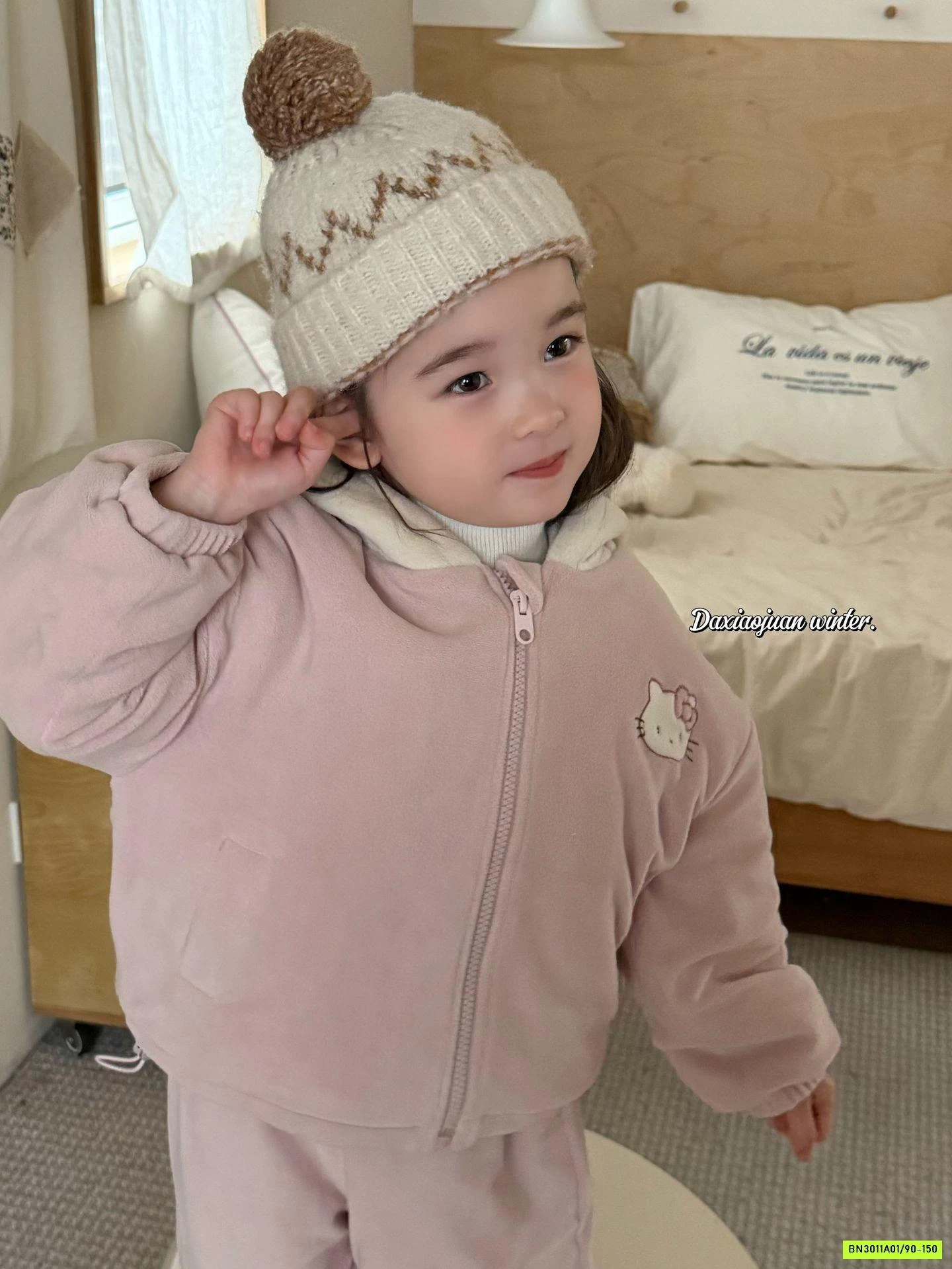 BỘ NỈ ÁO KHOÁC HỒNG KITTY