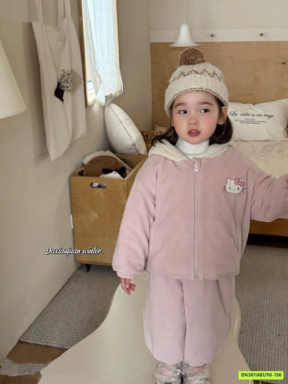 BỘ NỈ ÁO KHOÁC HỒNG KITTY